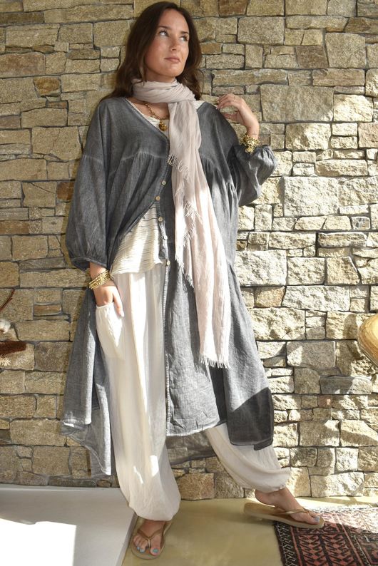 Lenni Cotton Midi Over Shirt Washed Charcoal /50=